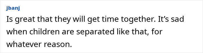 Comment highlighting the joy of family reunification after separation.