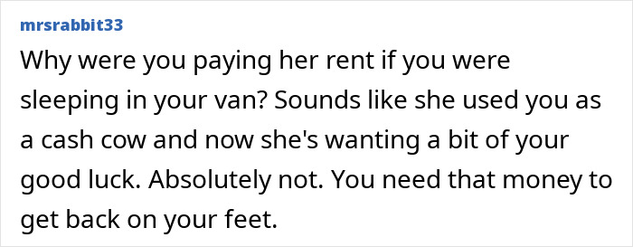 Comment discussing lottery winnings and financial independence in response to a sister's refusal to share money. Comment discussing lottery winnings and financial independence in response to a sister's refusal to share money.