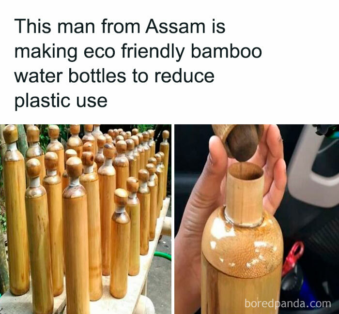 Eco-friendly bamboo water bottles from Assam reduce plastic usage, showcasing undiscovered sustainable innovations.