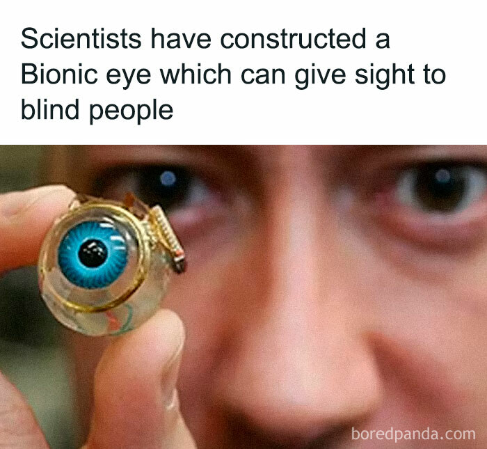 Bionic eye held by a person, showcasing scientific innovation in restoring sight for the blind.