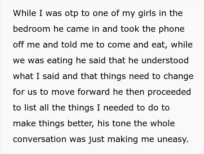 Text about an uneasy conversation with a fianc&eacute; regarding change, making the person feel uncomfortable.