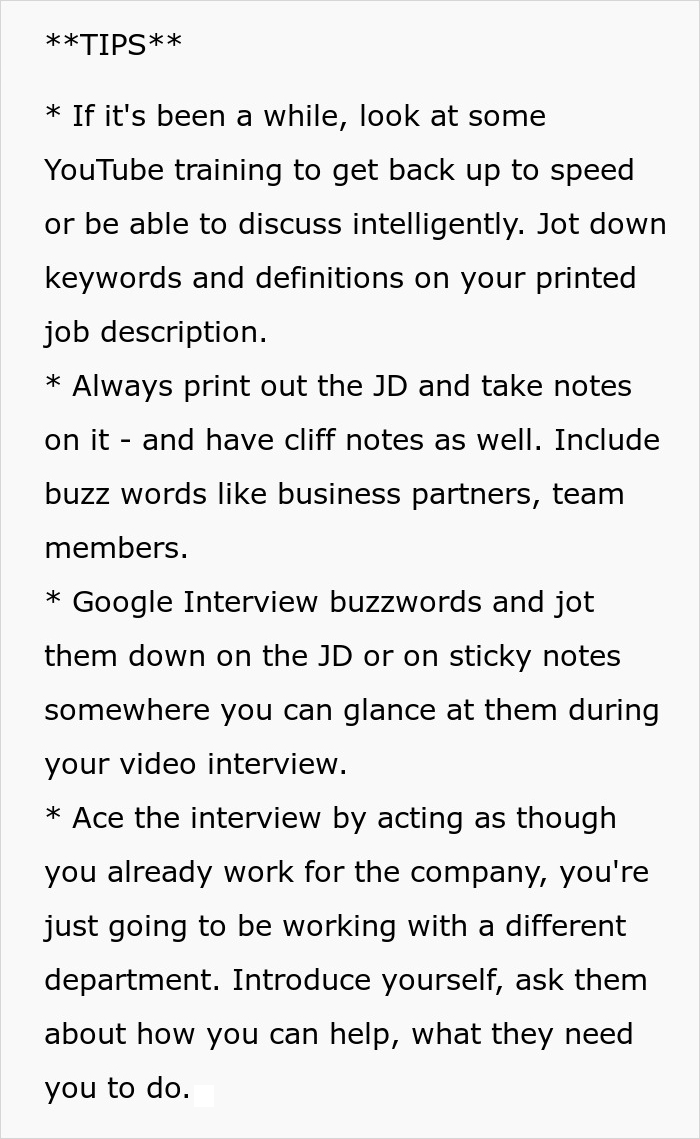 Interview preparation tips list on background check importance.