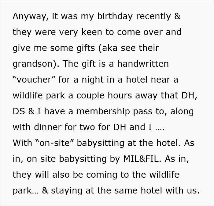 Woman Grows Suspicious After In-Laws Gift Her A Vacation Voucher To Babysit Their Grandkid