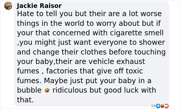 Text exchange about third-hand smoke risks and boundaries with a smoking mother-in-law.