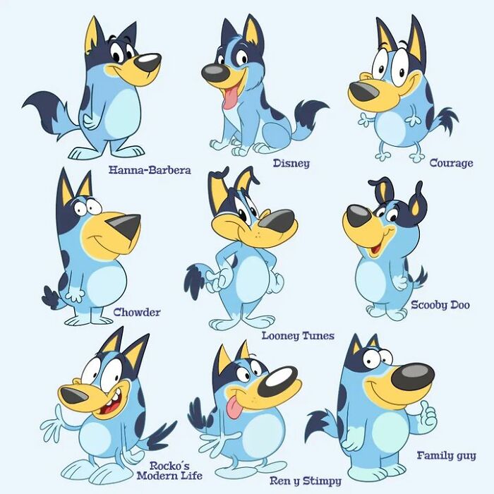 Pop culture characters depicted in various cartoon styles such as Disney, Looney Tunes, and Scooby Doo.