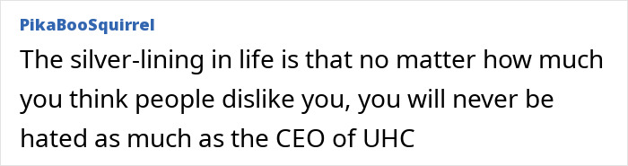 Text about being disliked compared to the CEO of UHC, related to Brian Thompson's homicide.