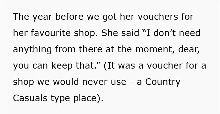 Text exchange questioning woman's relationship with rude mother-in-law over dismissive gift response.