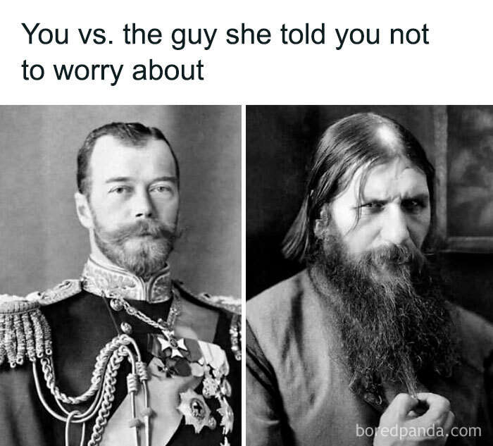 Two historical figures side by side with caption, illustrating a humorous take on history.