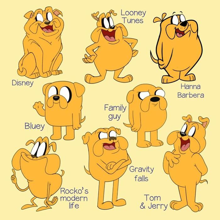 Pop culture characters reimagined in various cartoon styles, including Disney, Looney Tunes, and Hanna Barbera.