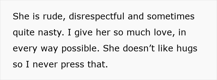 Text discussing mother's struggle with teen daughter's rude behavior, questioning possible ADHD symptoms.