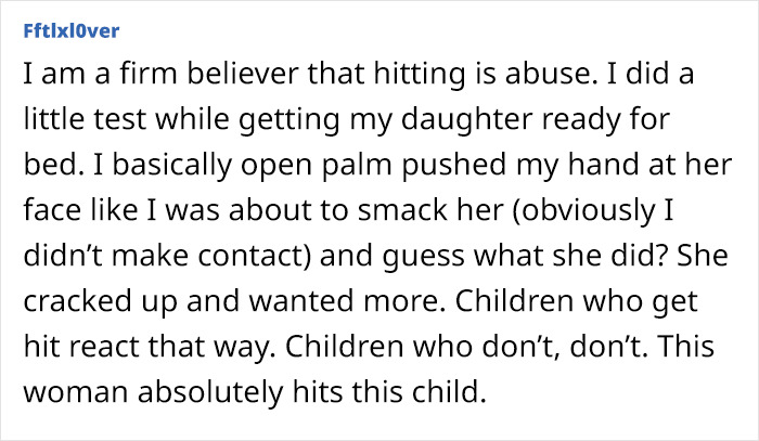 Text highlighting reaction to physical approach, related to viral momfluencer controversy. Text highlighting reaction to physical approach, related to viral momfluencer controversy.