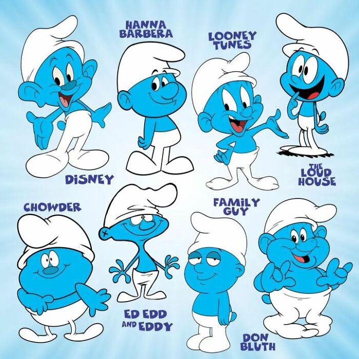 Pop culture characters reimagined in various cartoon styles, including Disney, Looney Tunes, and Family Guy.