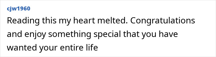 Comment from cjw1960 about a man's heartwarming reunion with his family after many years.
