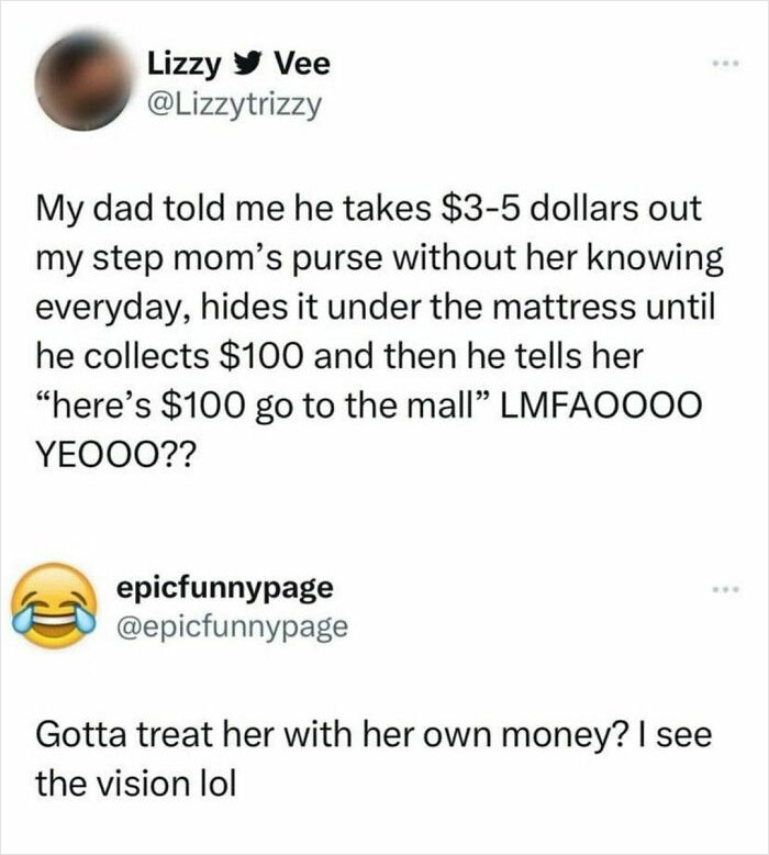 Funny meme about saving money from a purse for gifts, highlighting unexpected humor in responsibilities.