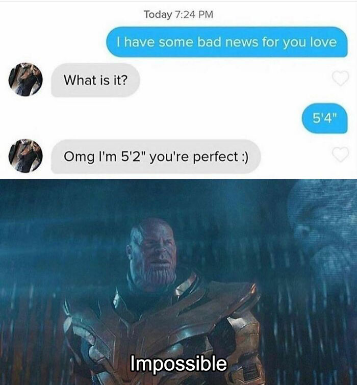 Funny meme featuring a text exchange about height and a shocked character reaction.