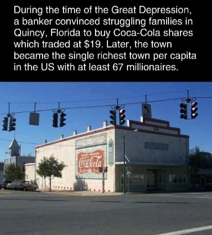 Coca-Cola building in Quincy, Florida, linked to interesting facts about the town's history and wealth.