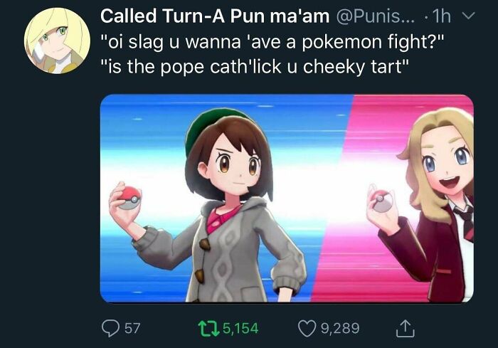 Two characters holding Poké Balls, showcasing Scottish humor with humorous dialogue.