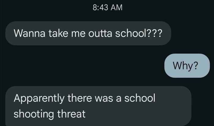 Text messages express fear over a potential school shooting threat, illustrating horrifying school experiences.