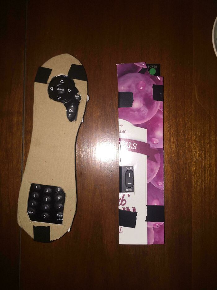 In-Laws Visiting. They Kept Pushing Buttons On The Remote To The Point The TV Was Wrecked, And The Dvr Was Full And Programmed To Record Till Next Century. Cardboard And Tape Solution