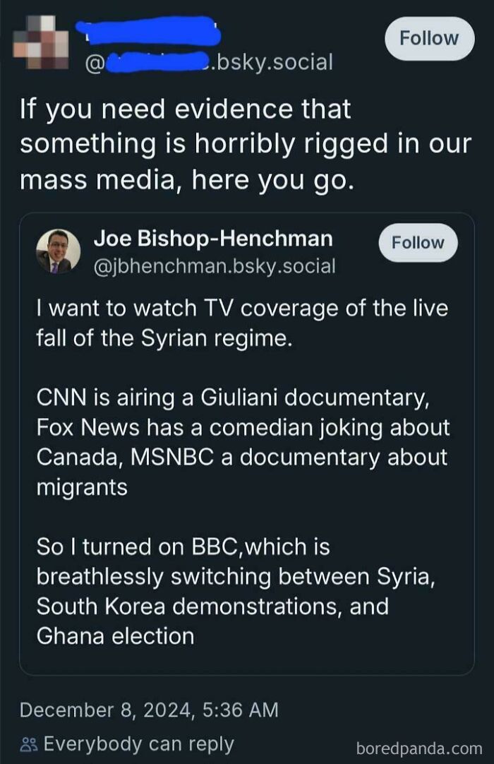 Social media post highlights facepalm media moments, showing news priorities and coverage issues.