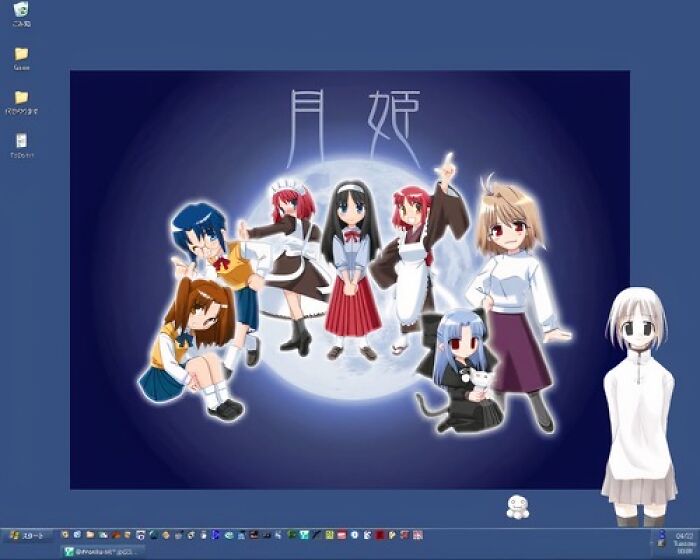 Anime characters on a retro desktop background evoke old-internet-feel vibes.