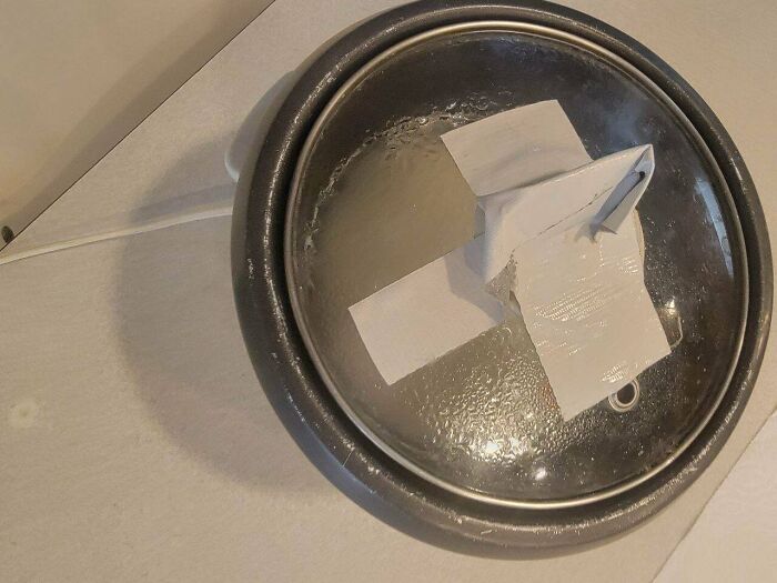 My 70 Yr Old, Wife Picked This Up At Walmart For Ten Bucks A Few Years Ago. She Absolutely Loves It And Refuses To Let It Go. The Handle On The Lid Finally Broke - So She Grabbed Some Duct Tape And Made A ''new'' One... When I Saw It This Morning, I Was Like Wtf? But, If She's Happy? I'm Happy