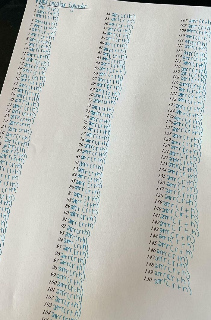When You Get One Formula Wrong In Our Weekly Tests At My School They Make You Write It Out 150 Times. I Have 4 More Of These To Do