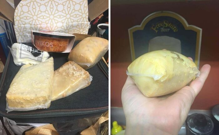 Assorted cheese set as disappointing gifts on display.