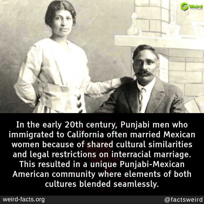 Vintage photo of a Punjabi-Mexican couple in early California, highlighting shared cultural similarities and unique community history.