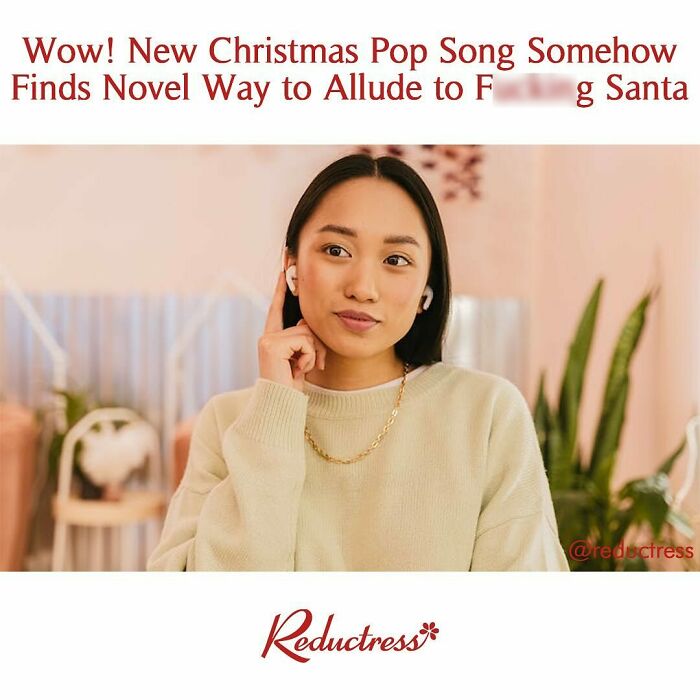 Young woman listening with earbuds, featured in a collection of funniest fake article headlines from Reductress.