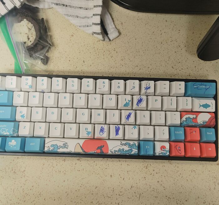 I Left Some Sharpies In A Box On My Desk And I Came Home To Find My Sister Got Them And Colored All Over My $45 Key Caps