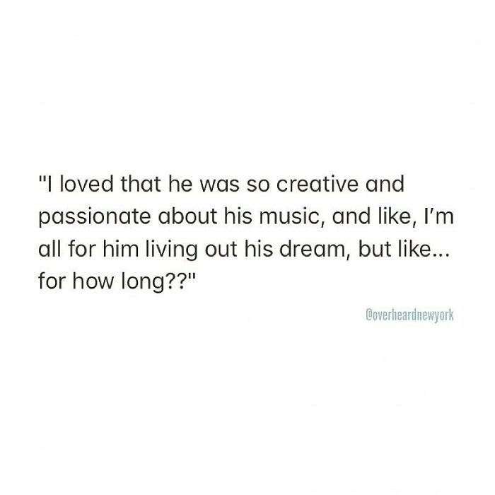 Text post of a wild NYC conversation about creativity, passion for music, and living out dreams in the city.