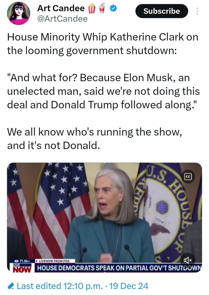 Screenshot from White People Twitter showing a political tweet calling out issues with government shutdown and leadership.