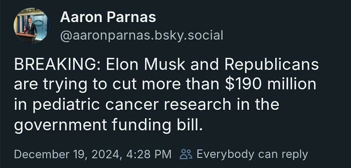 Tweet discussing plans to reduce funding for pediatric cancer research reveals facepalm moments.