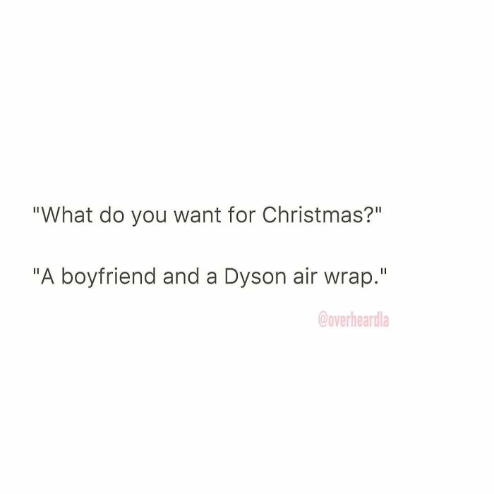 Text conversation humor about Christmas wishes, featuring funny overheard moments in the streets of LA.