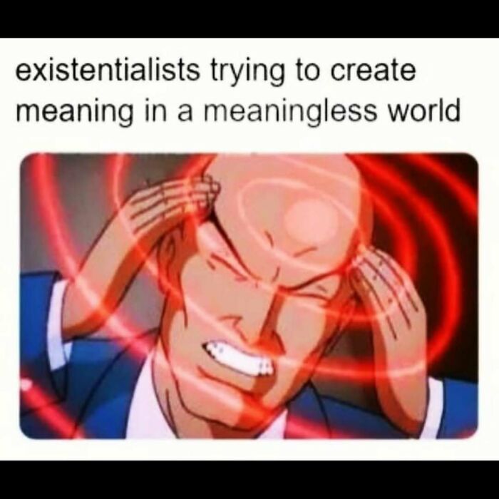 Meme of a man straining with red waves around his head, illustrating funny memes about relatable struggles.