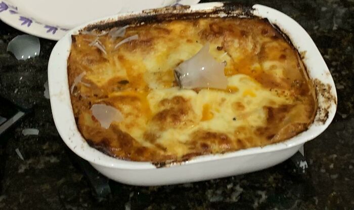 Mom And I Made Lasagna From Scratch For Over 3 Hours And Then A Lightbulb Fell On All Of It