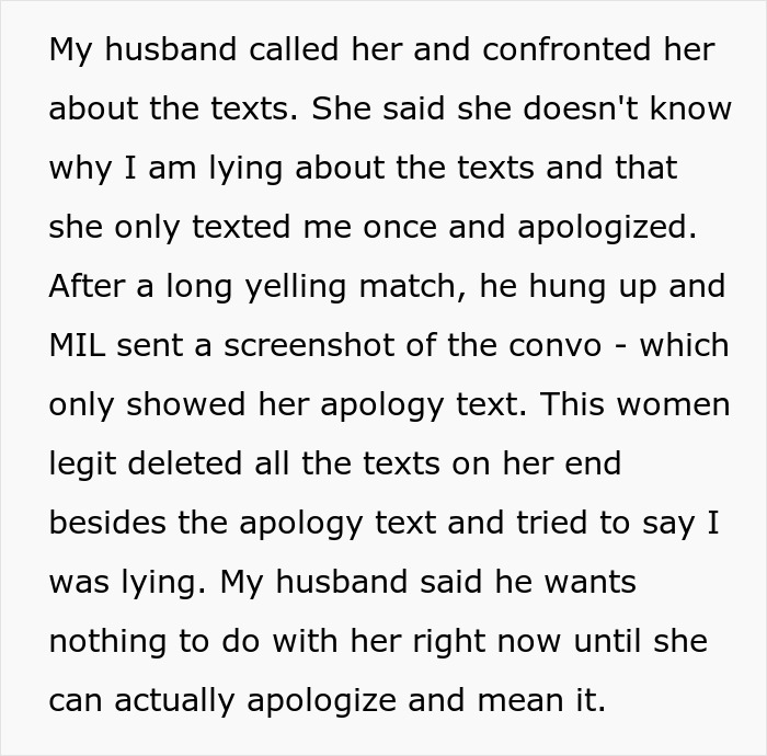 Text conversation about MIL visiting unannounced, showing an argument and an apology.