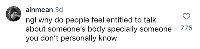 Comment discussing body shaming and entitlement in response to viral bikini shots. Comment discussing body shaming and entitlement in response to viral bikini shots.