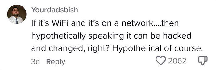 Comment discussing potential WiFi hacking, related to capitalism's final stage in a dystopian retail context. Comment discussing potential WiFi hacking, related to capitalism's final stage in a dystopian retail context.