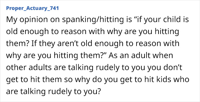 Text post discussing spanking and reasoning with children. Text post discussing spanking and reasoning with children.