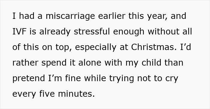 Text highlighting pregnancy stress during Christmas amidst personal challenges.