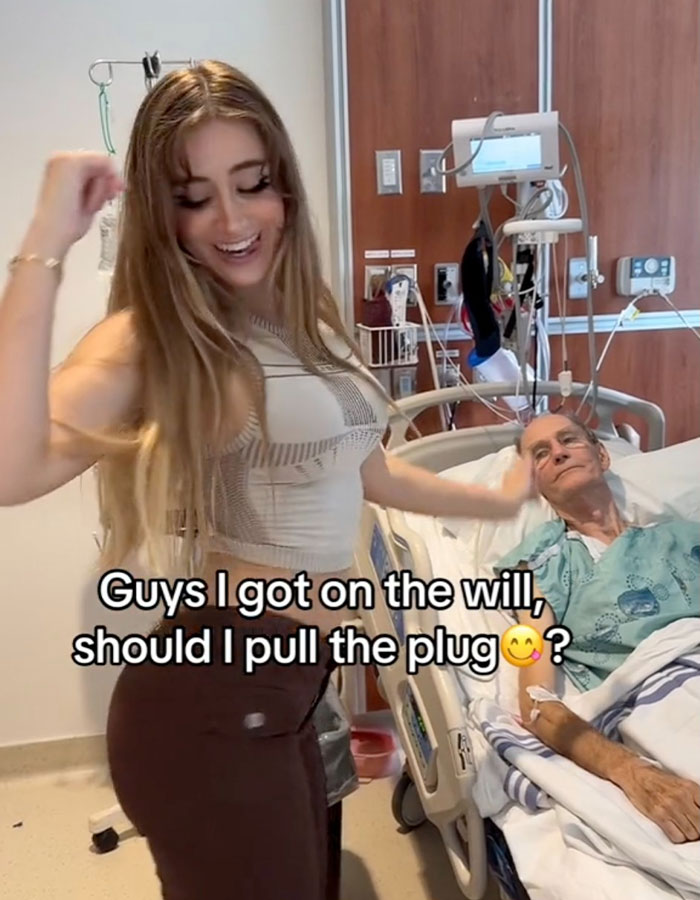 Young Woman Blasted Over “Sickening” Inheritance Dance Next To Older Boyfriend In Hospital Bed Young Woman Blasted Over “Sickening” Inheritance Dance Next To Older Boyfriend In Hospital Bed