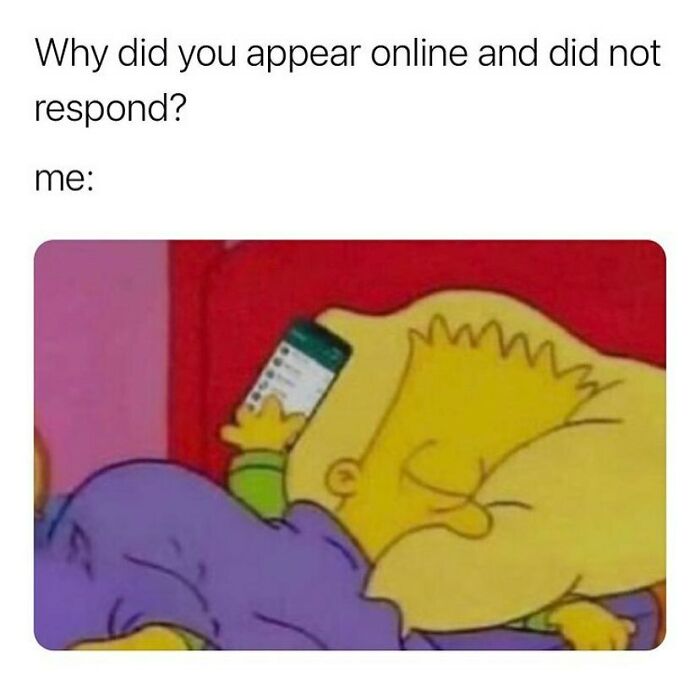 Cartoon character holding a phone while asleep, illustrating a funny, spot-on moment about online activity.