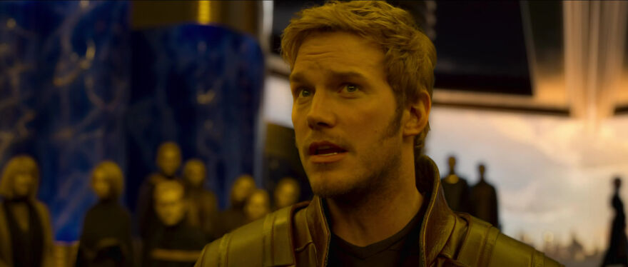 Actor Chris Pratt in a futuristic setting, wearing a leather jacket, exemplifying traits of actors who often play themselves.