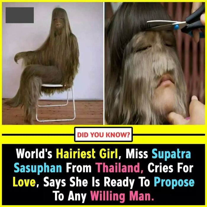 Person with long hair sitting on a chair and having a haircut, related to undiscovered facts.
