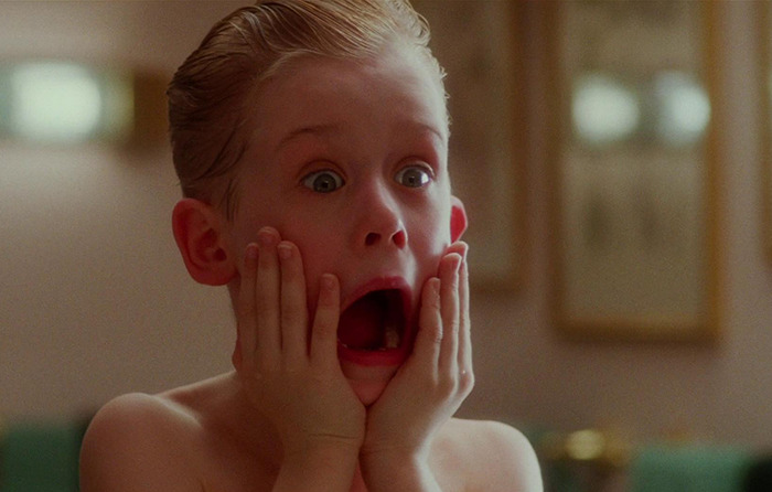 Kevin McCallister surprised at home, linking to wild theories about dad affording huge mansion.