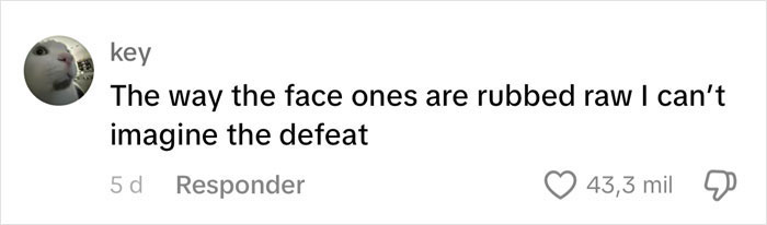 Comment about face tattoos not being temporary, highlighting defeat. Comment about face tattoos not being temporary, highlighting defeat.