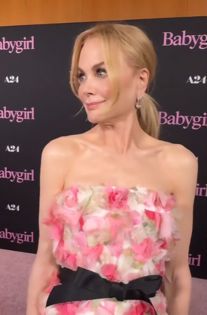 Nicole Kidman in floral dress at Babygirl premiere red carpet event.