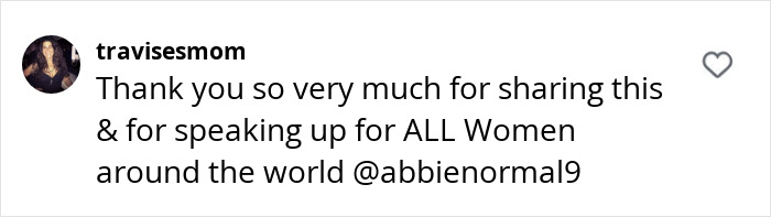 Instagram comment thanking Abigail Breslin for advocating women&rsquo;s rights.